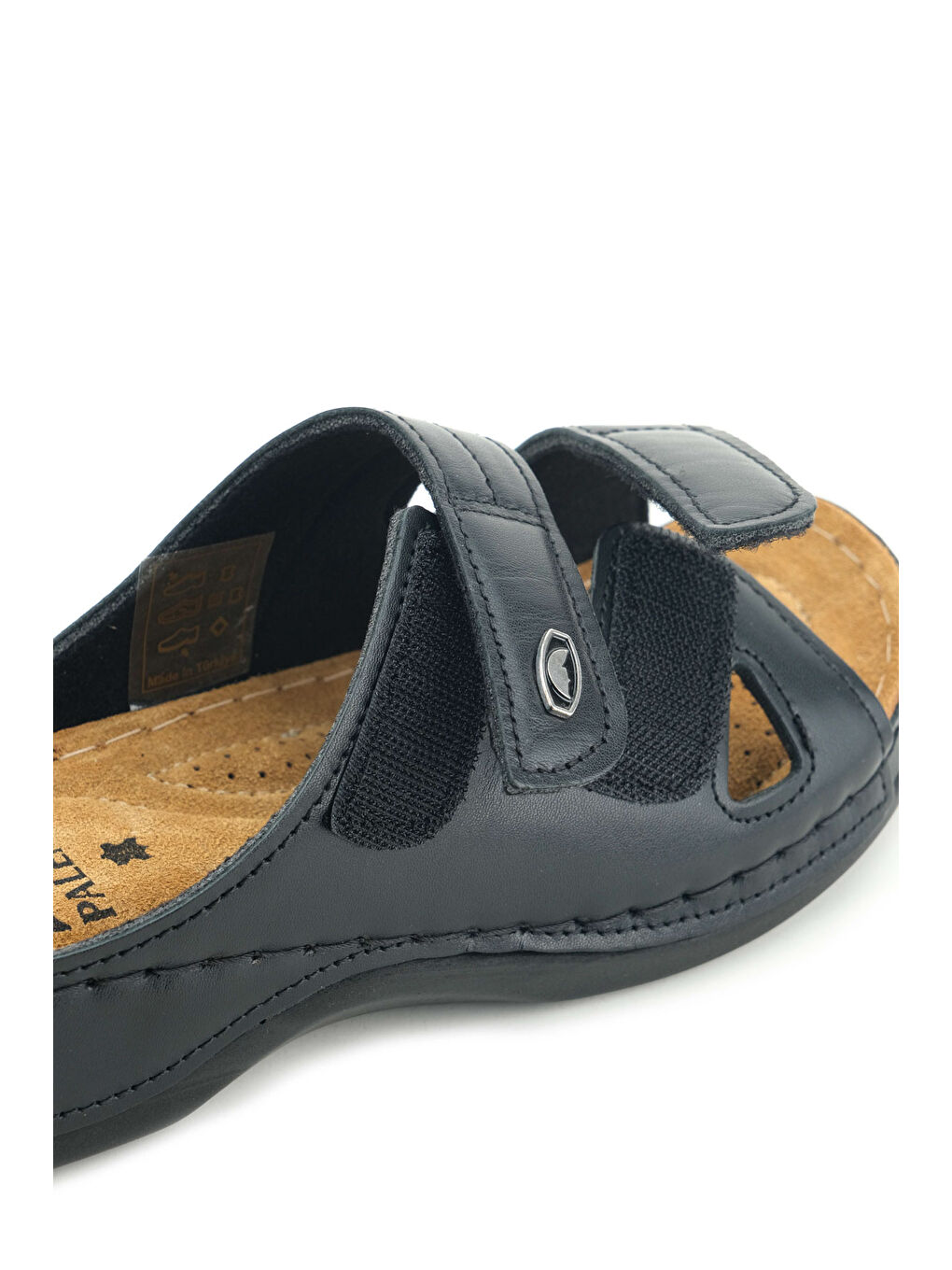 Gri Gezer Kadın Ayarlanabilir Hakiki Deri Terlik-5