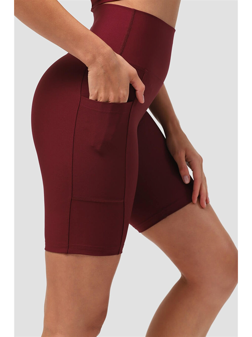 Bordo Dizüstü Cepli Vişne Spor Tayt