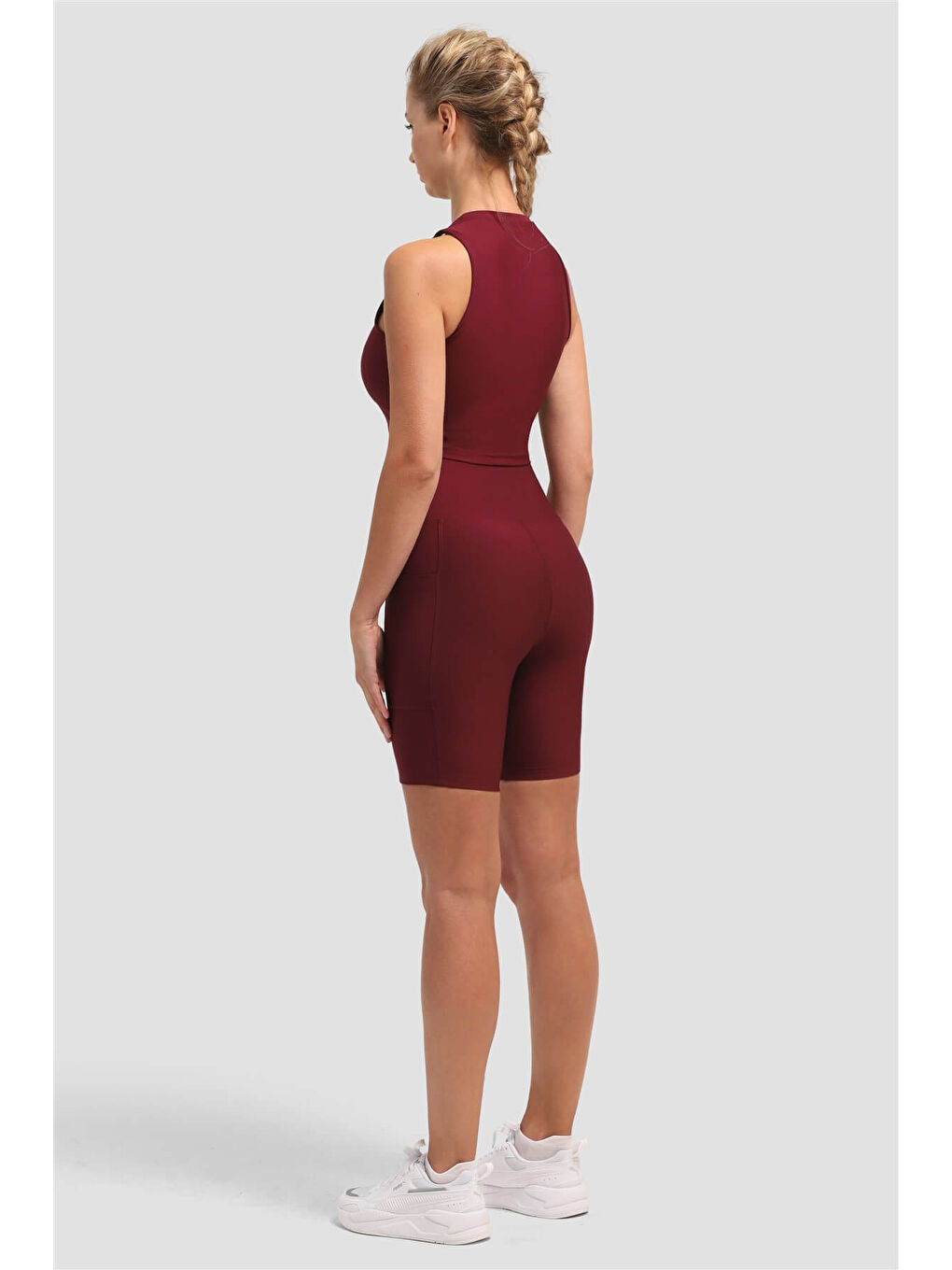 Bordo Dizüstü Cepli Vişne Spor Tayt-4