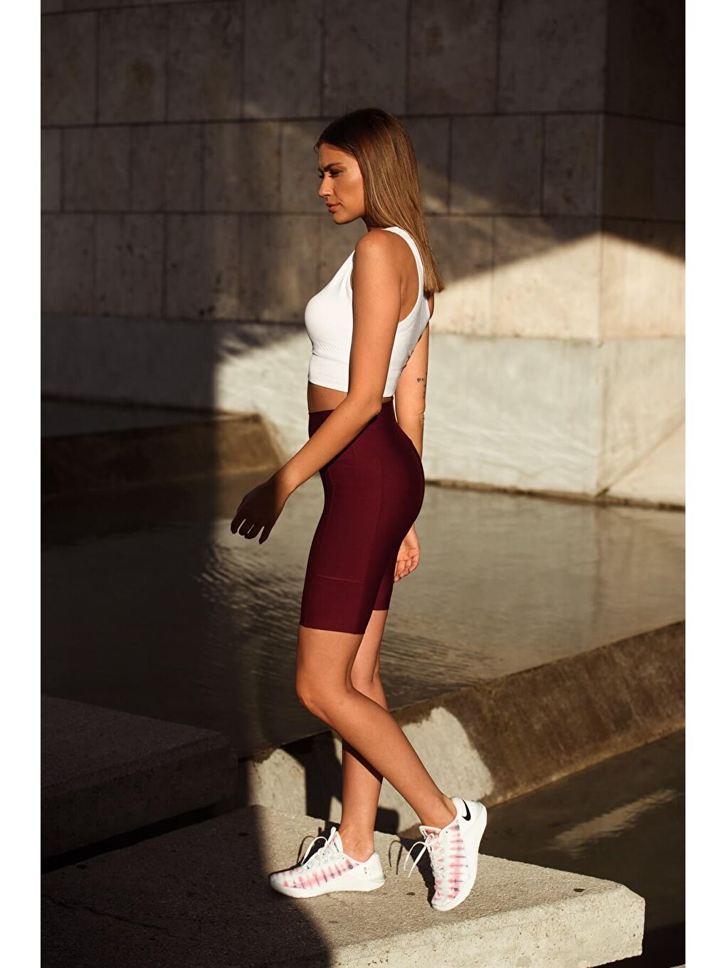 Bordo Dizüstü Cepli Vişne Spor Tayt-6