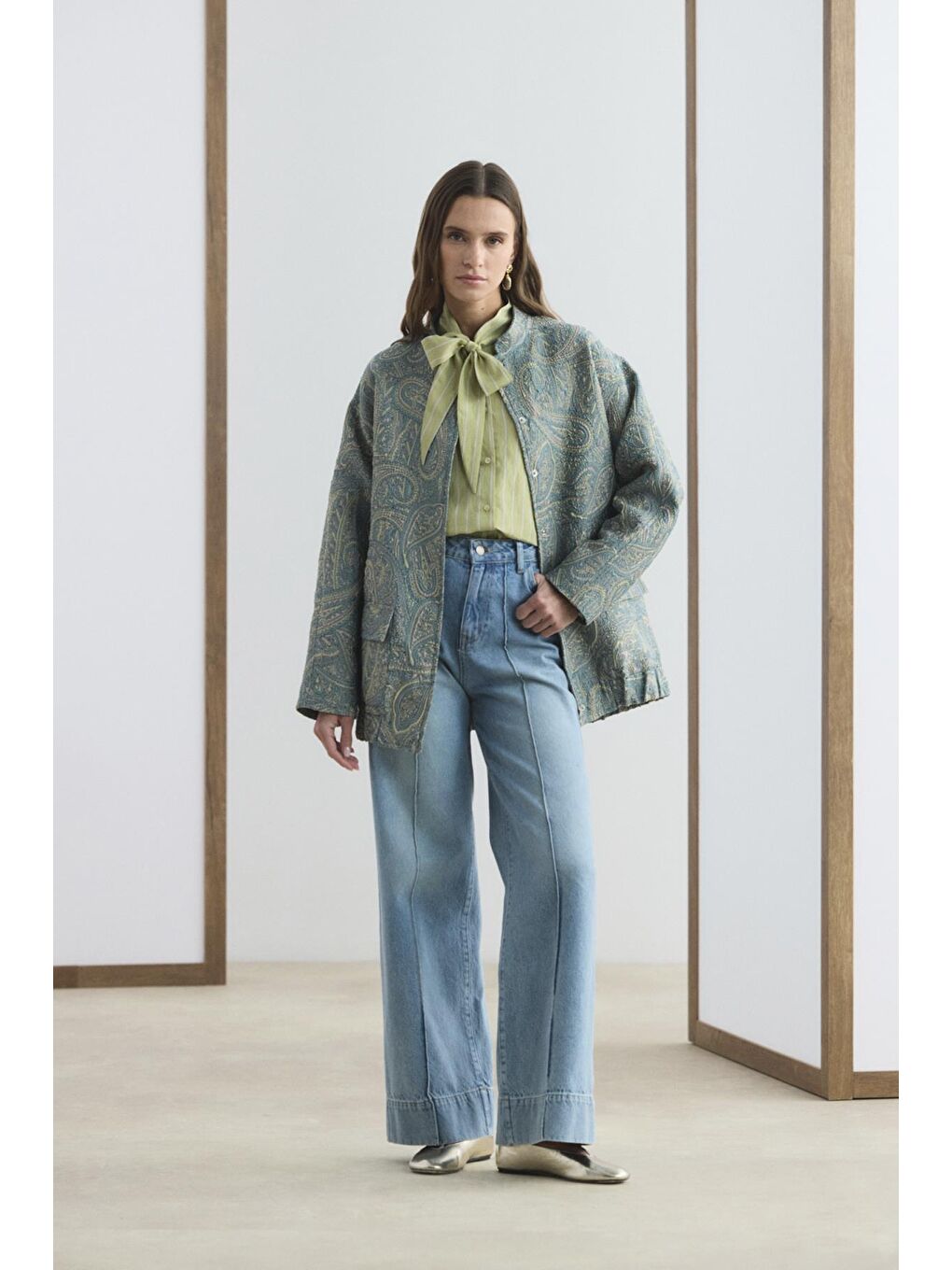 Desenli Jakar Bomber Ceket Uçuk Mavi-4