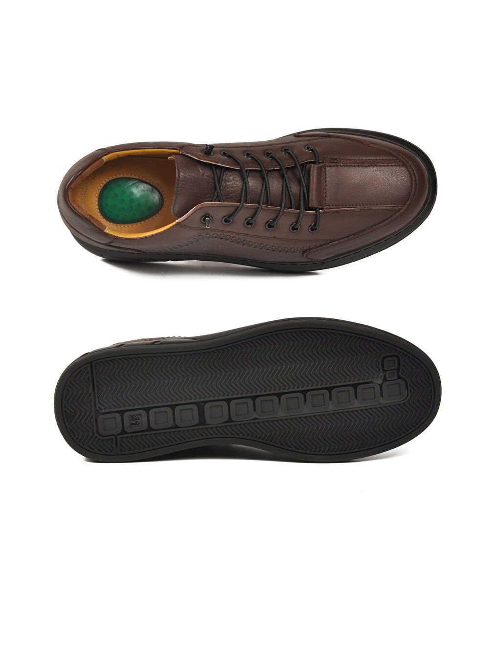 Kahverengi Kahve Hakiki Deri Topuk Jelli Anatomik Erkek Casual Ayakkabı 820 M-4