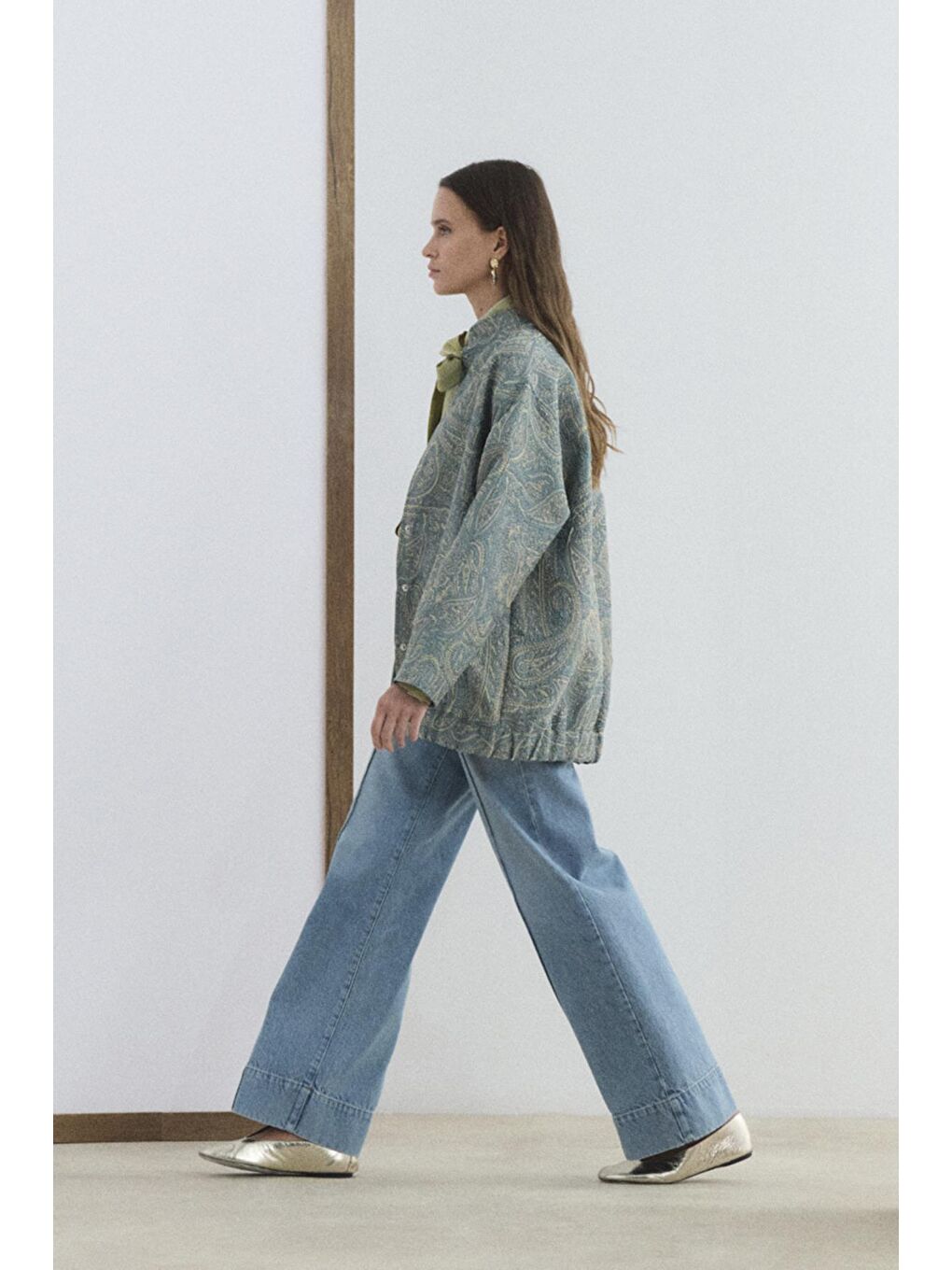 Desenli Jakar Bomber Ceket Uçuk Mavi-5