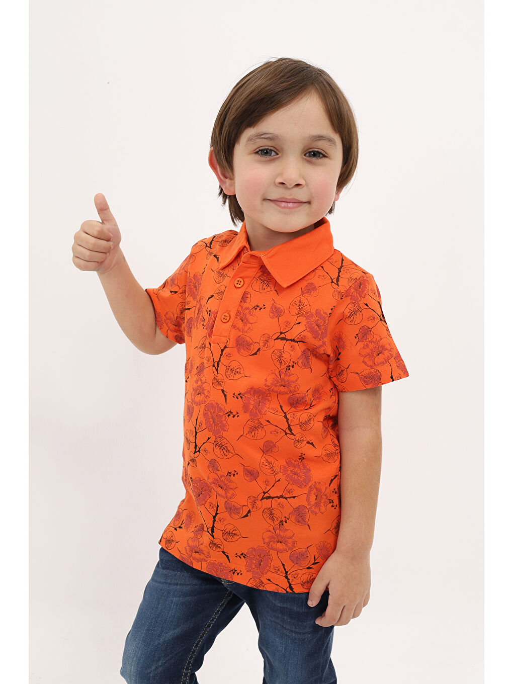 Turuncu Erkek Çocuk Desenli Tişört-3