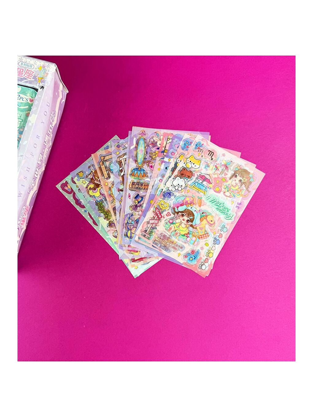 BAM HEDİYELİK EŞYA 12 li Şeffaf Plastik Sevimli Kız Sticker
