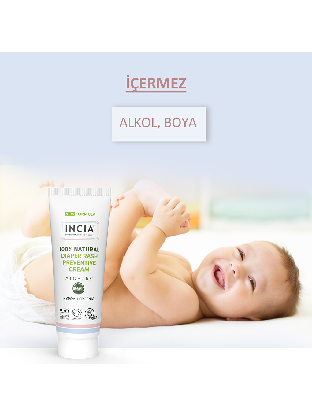 ATOPURE ® %100 Doğal Pişik Önleyici Krem Yenidoğan Nemlendirici Koruyucu Hassas Bakım 60 ml-1