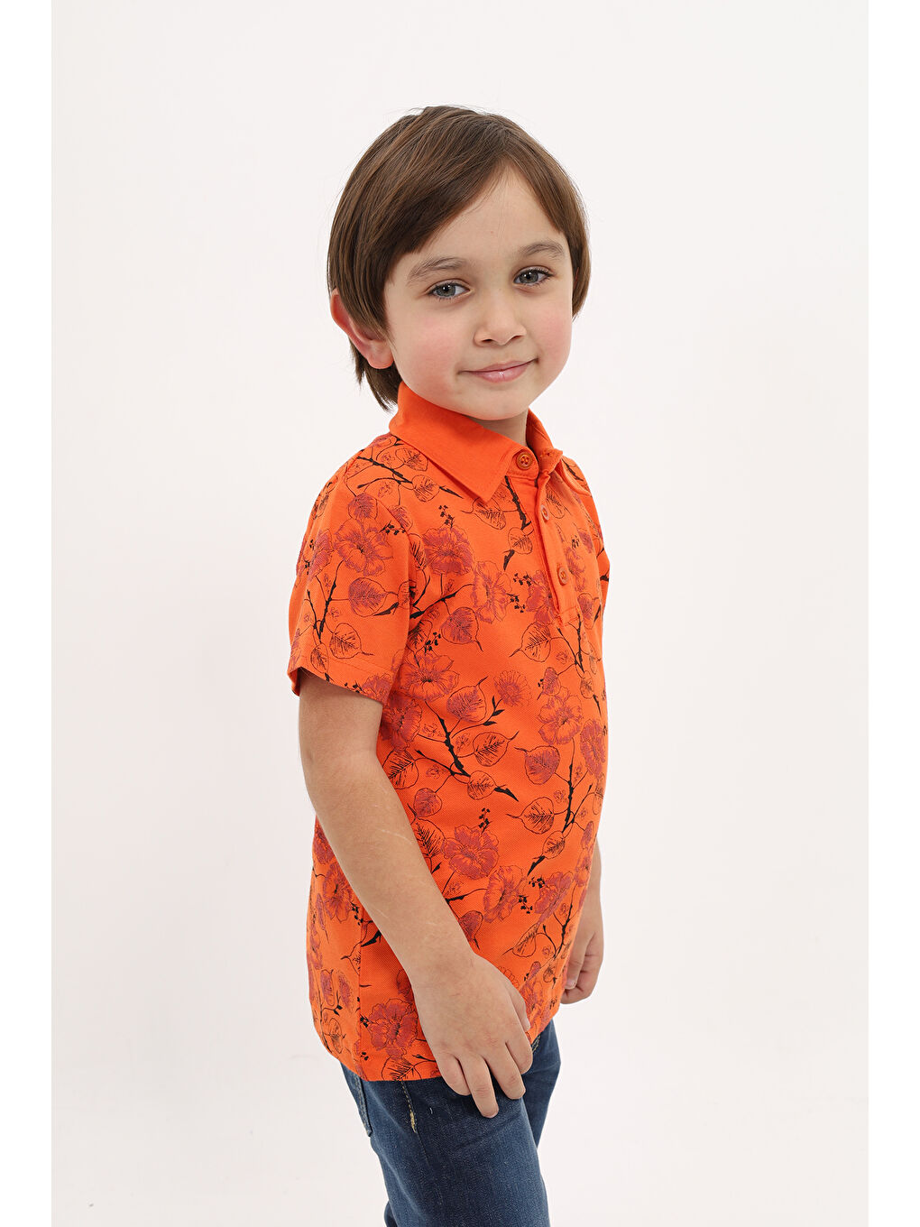 Turuncu Erkek Çocuk Desenli Tişört-4