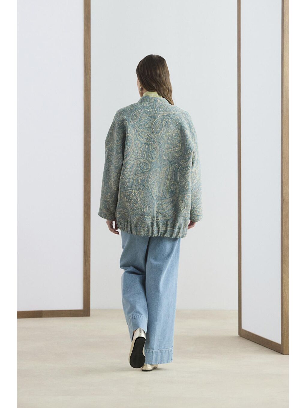 Desenli Jakar Bomber Ceket Uçuk Mavi-7