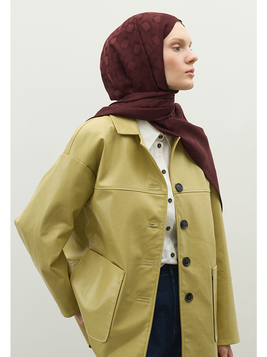 Bordo OSLO PAMUK FLOŞ JAKARLI ŞAL BORDO-1