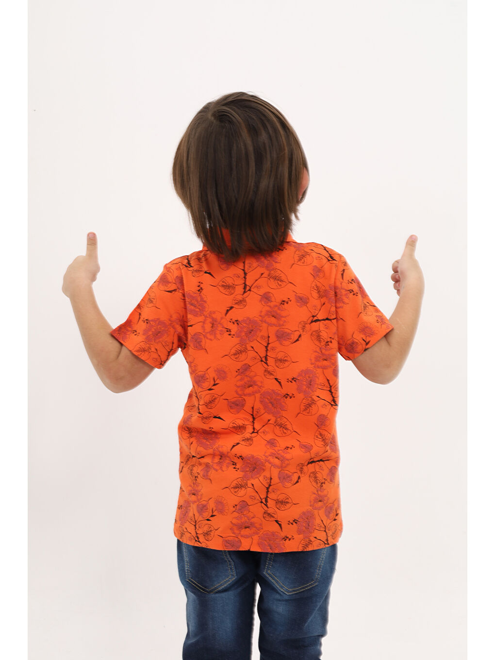 Turuncu Erkek Çocuk Desenli Tişört-5