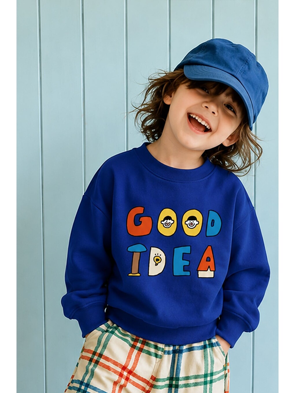 Lacivert Unisex Çocuk 3 İplik Kumaş Slogan Baskılı Pamuklu Sweatshirt-2