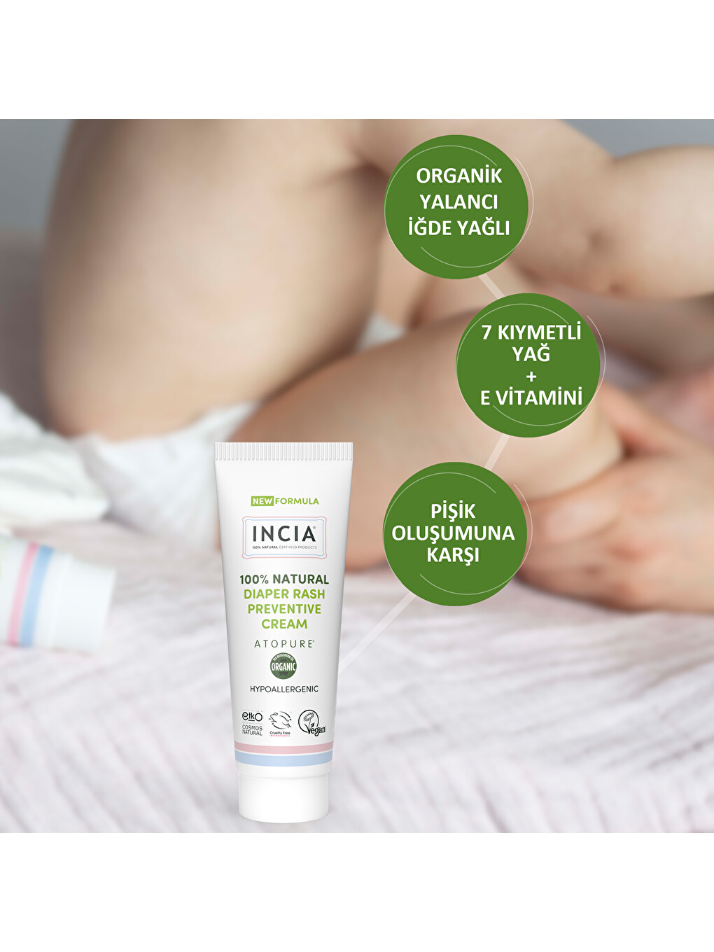 ATOPURE ® %100 Doğal Pişik Önleyici Krem Yenidoğan Nemlendirici Koruyucu Hassas Bakım 60 ml-3