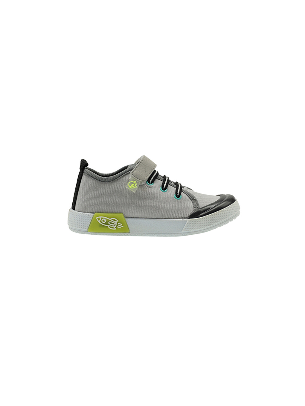 Erkek Çocuk Renk Bloklu Cırt Cırtlı Bağcıklı Gri Sneaker
