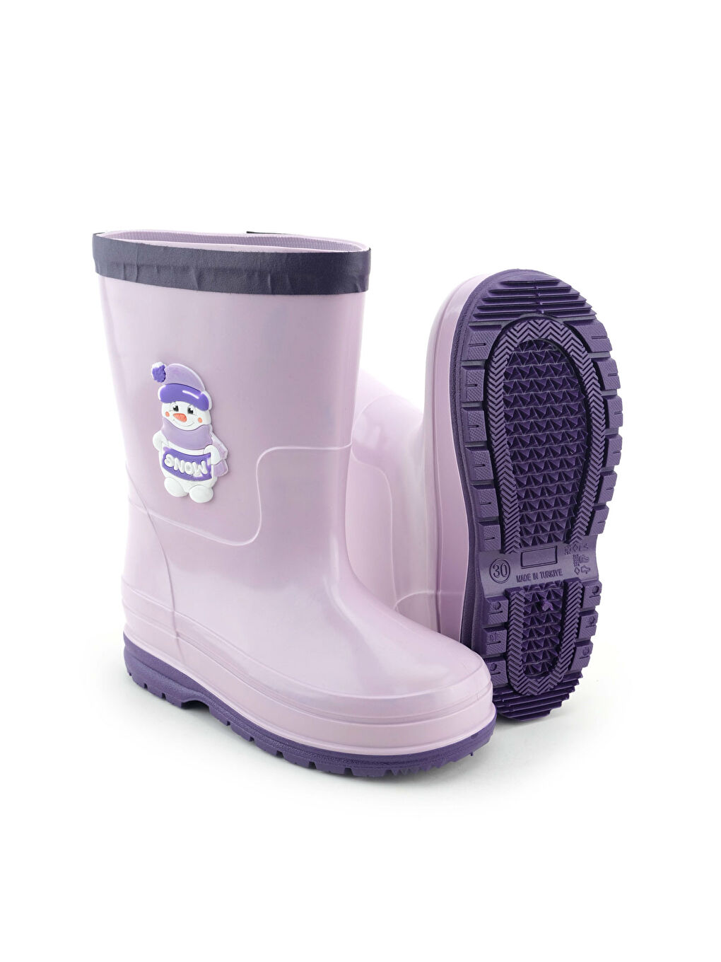 Lila Kız Çocuk Kışlık İçinde Çıkarılabilir Ek Çoraplı Su Geçirmez Yağmur Bot Çizme-4