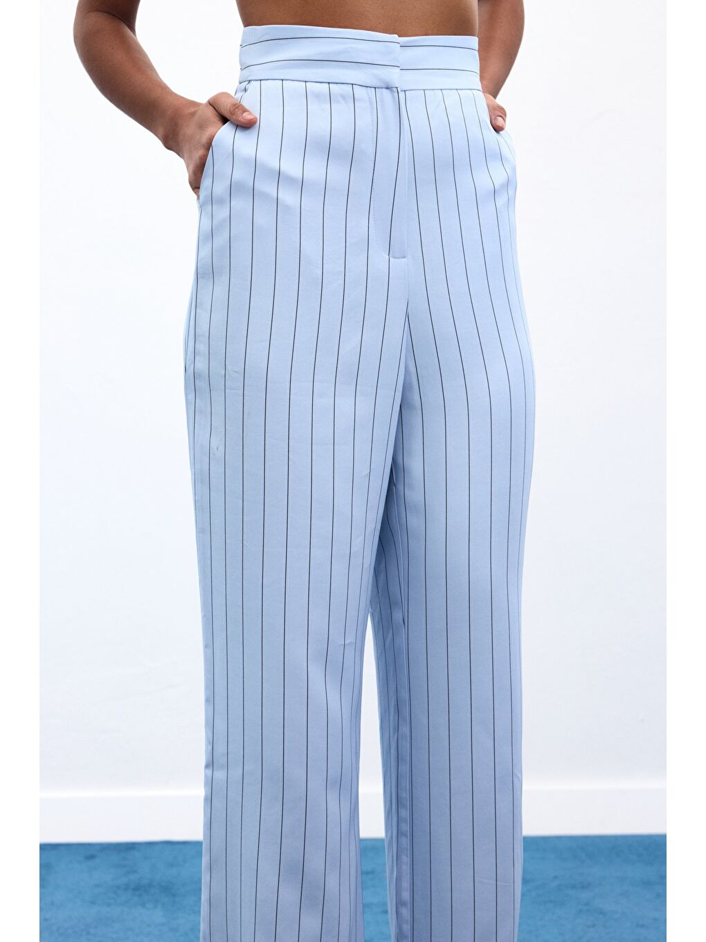 Rina Çizgili Pantolon - Bebe Mavi-6