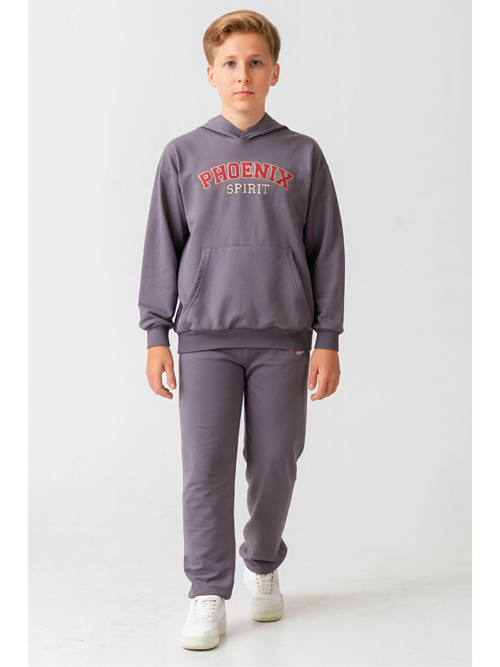 Gri Erkek Çocuk Phoenix Sprit Baskılı Alt Üst Eşofman Takımı Ak7870-1