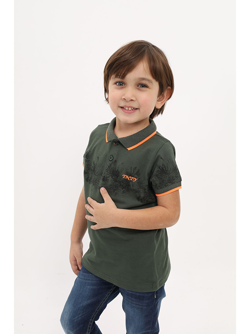 Haki Erkek Çocuk Baskılı Tişört-1
