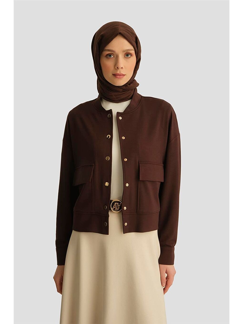 Hakim Yaka Modal Ceket 25Yd4233-1 Kahverengi-2