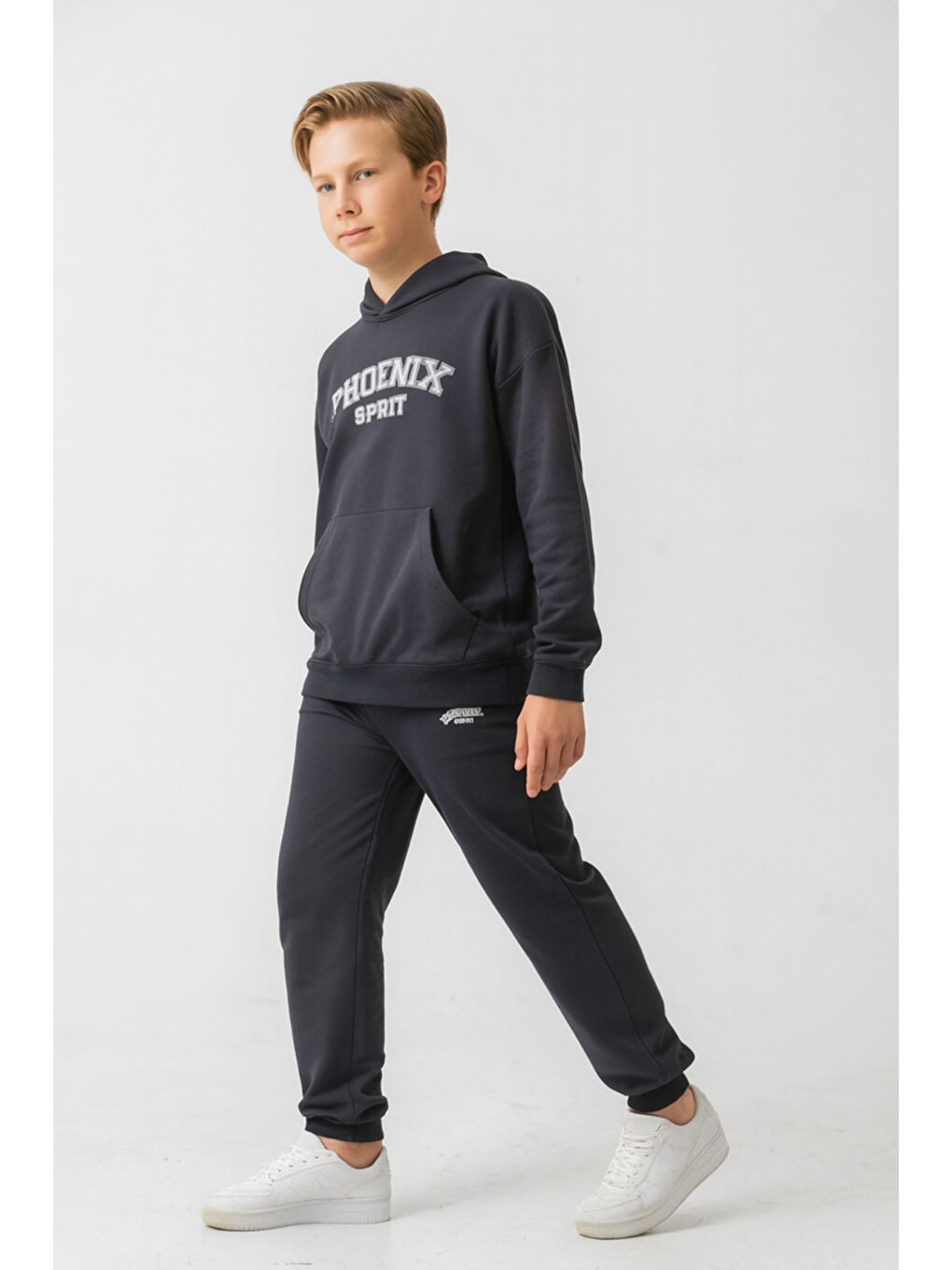 Gri Erkek Çocuk Phoenix Sprit Baskılı Alt Üst Eşofman Takımı Ak7870