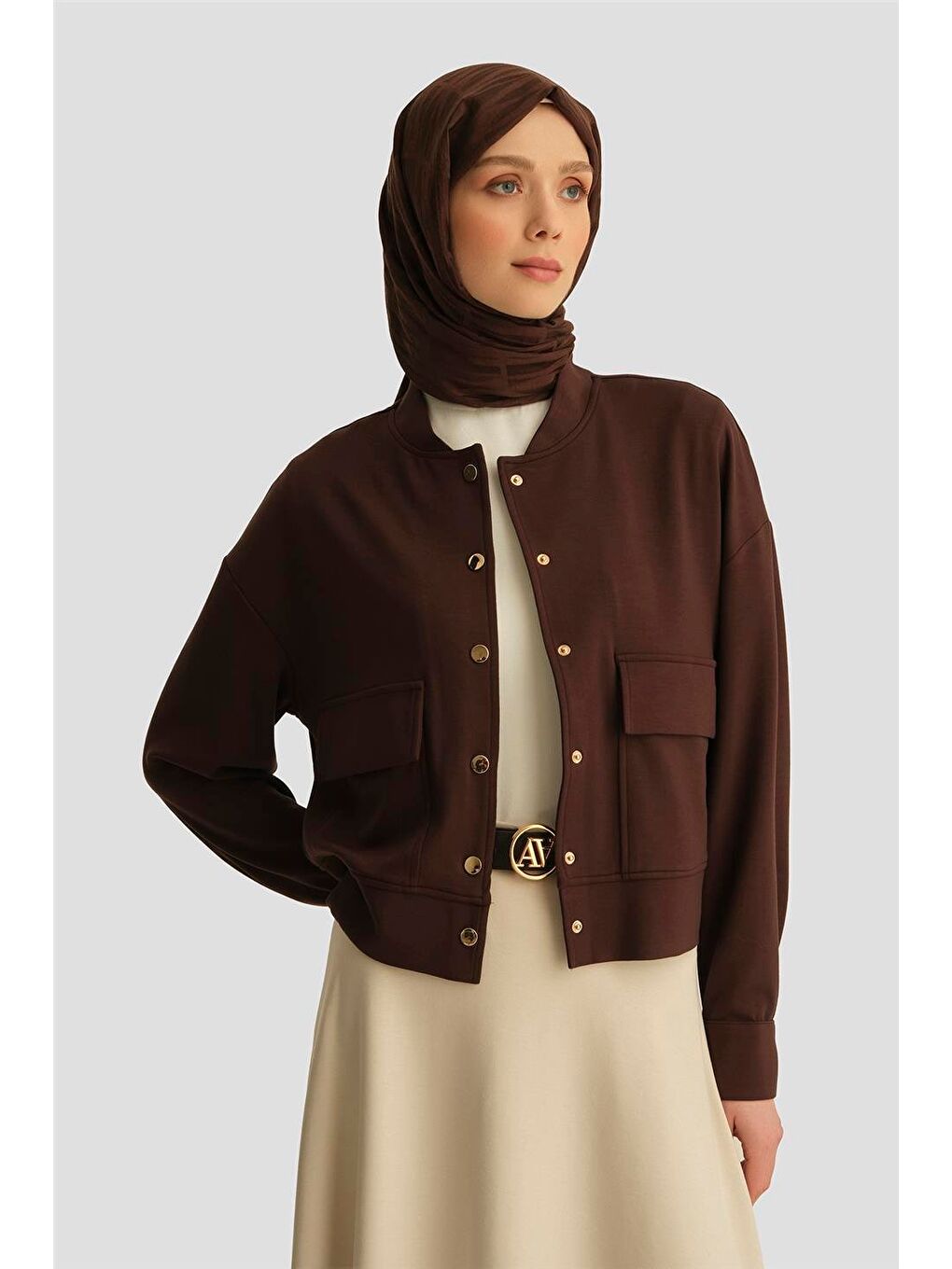 Hakim Yaka Modal Ceket 25Yd4233-1 Kahverengi-3