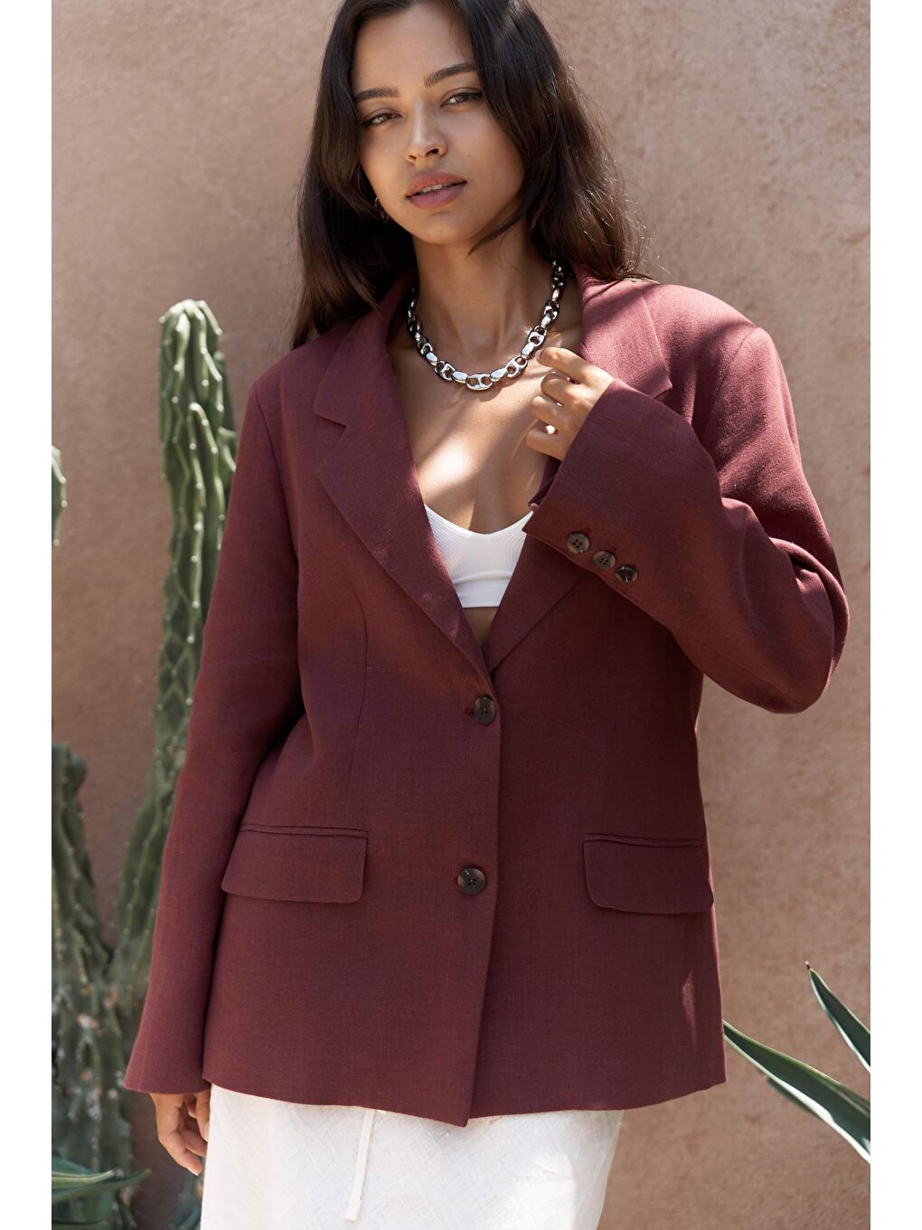 Brenna Bordo Keten Blazer