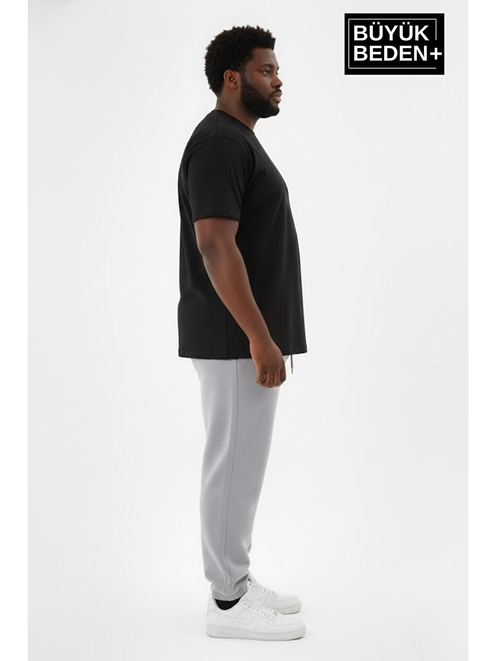 Gri Erkek Büyük Beden Paça Lastikli İki İplik Rahat Kalıp ince Eşofman Altı SPR26BEA951-1