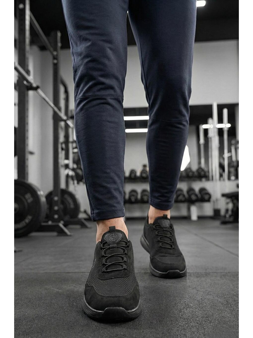 Siyah Roaf Lastik Bağcıklı Nefes Alabilen Hafif Rahat Taban Erkek Sneaker-2