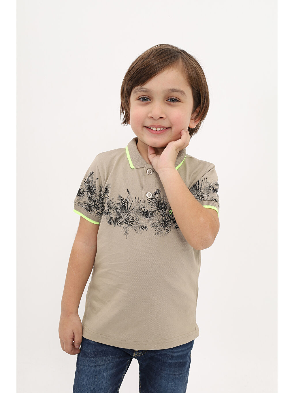 Gri Erkek Çocuk Baskılı Tişört