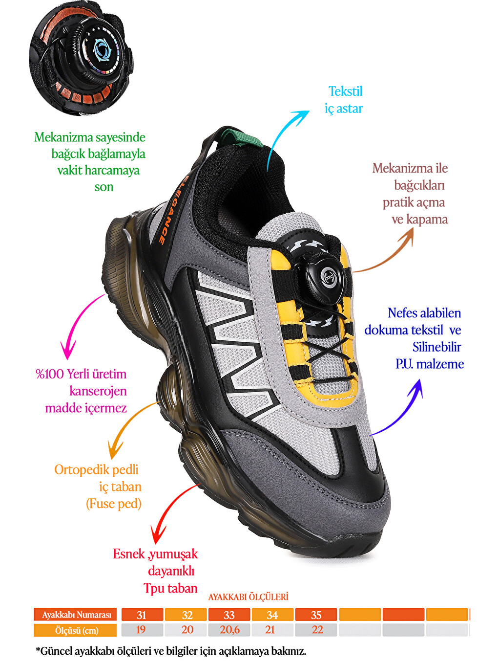 Gri Vortex Günlük Şeffaf Taban Erkek Çocuk Spor Ayakkabı-1