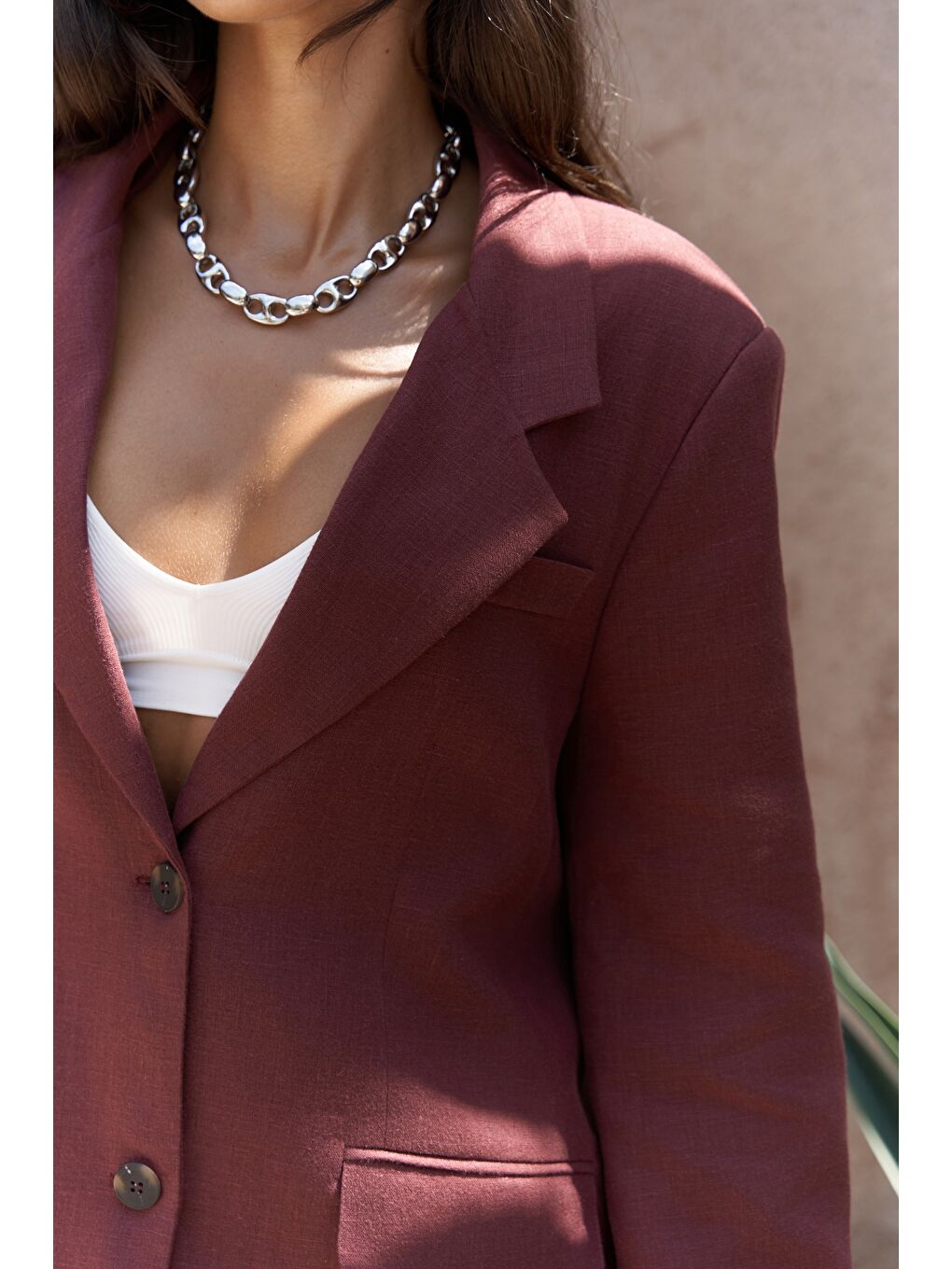 Brenna Bordo Keten Blazer-3