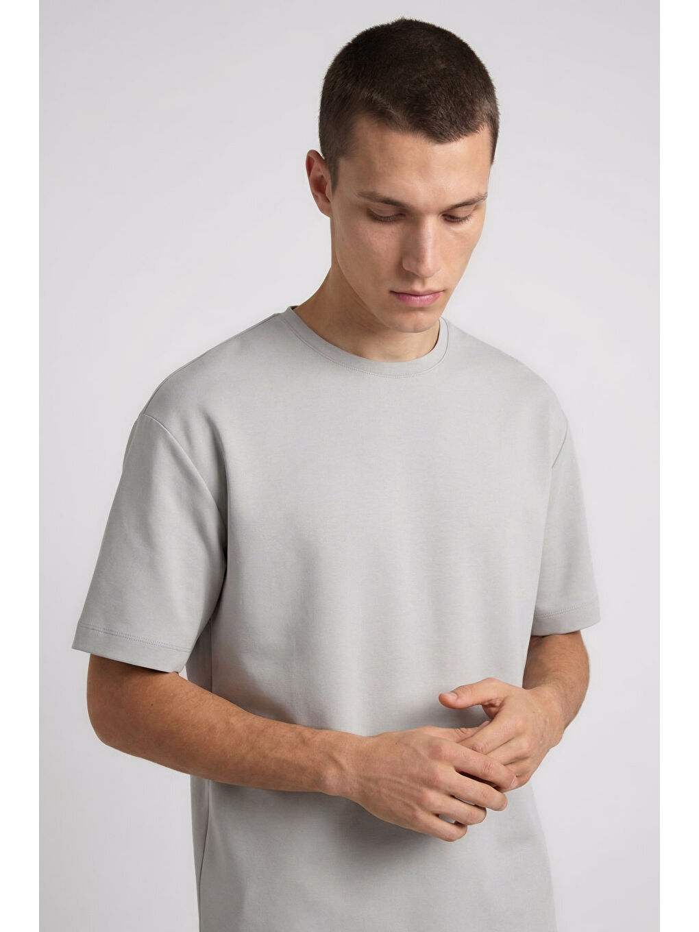 Bej Taş Oversize Fit Basic Erkek Şort Takım - 85292-3