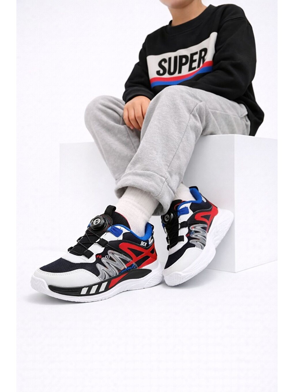 Lacivert Erkek Boa Bağcıklı Mekanik Sıklamı Sistemli Sneaker Hafif Taban Spor Ayakkabı-1