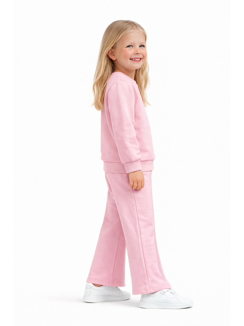 Bisiklet Yaka Fiyonk Detaylı Pembe Renk Kız Çocuk Eşofman Takım-1