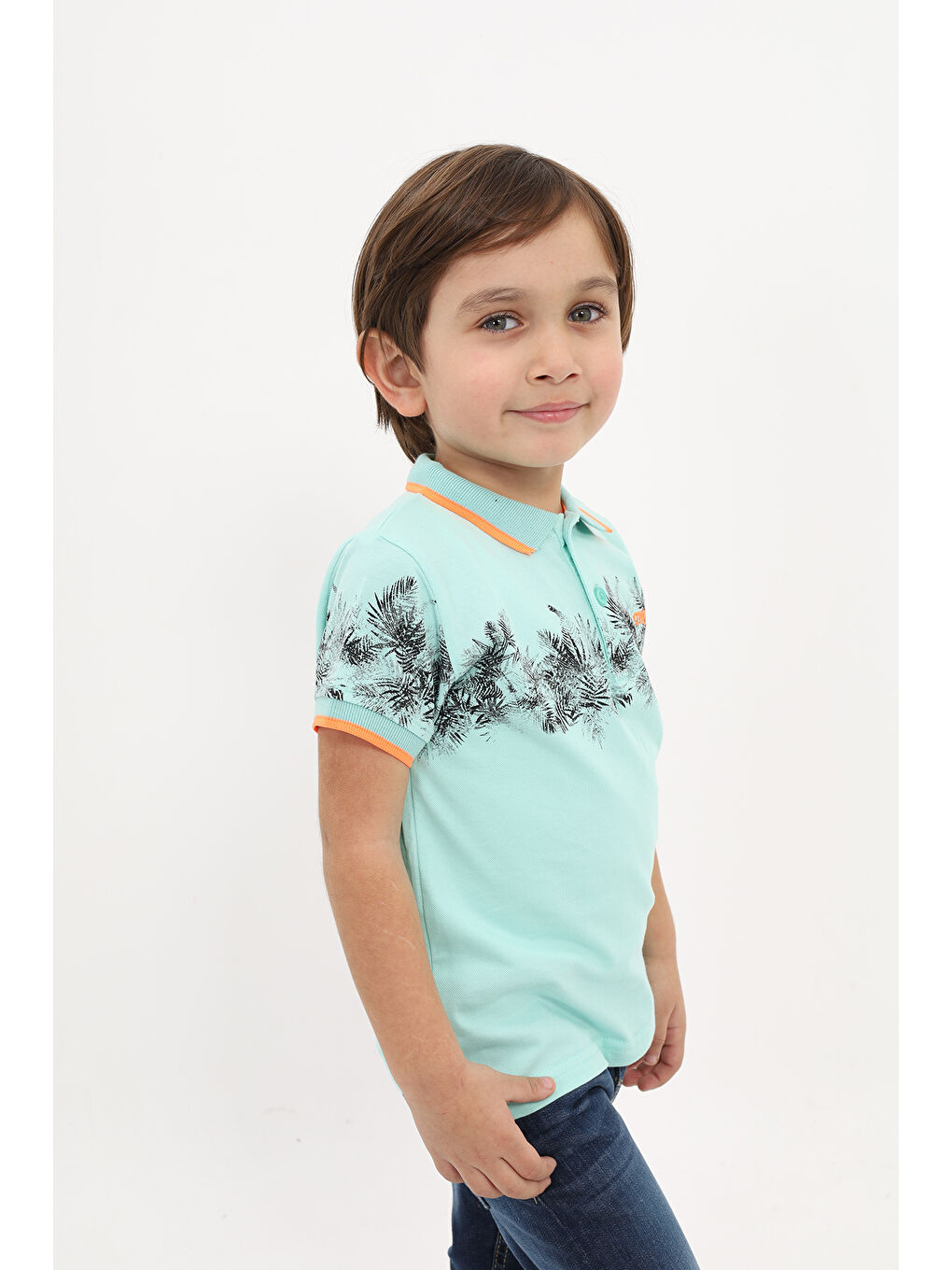 Turkuaz Erkek Çocuk Baskılı Tişört-2