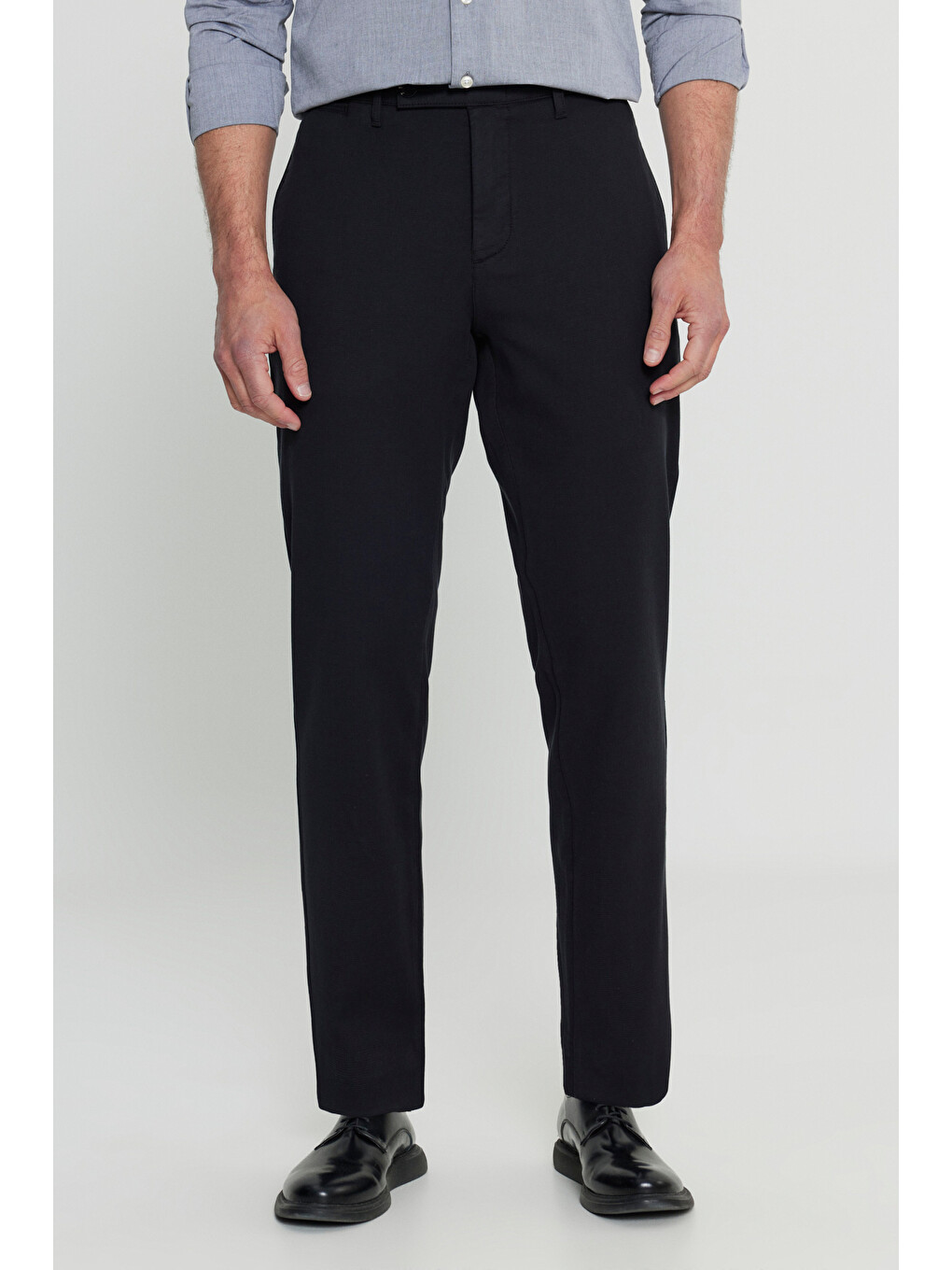 Erkek Siyah Pamuklu Comfort Fit Yan Cepli Armürlü Casual Esnek Pantolon