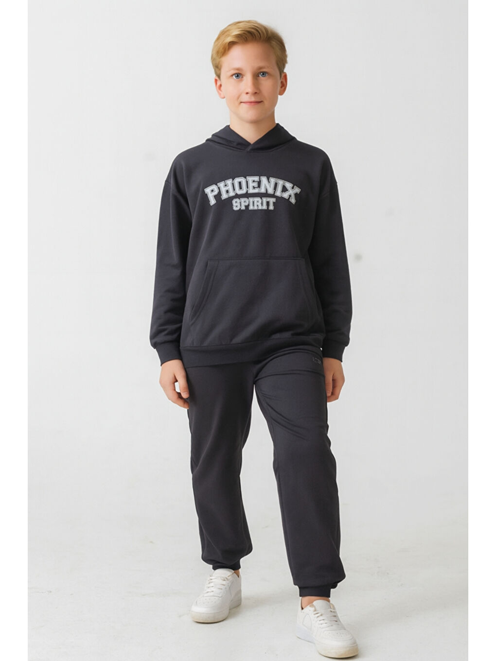Gri Erkek Çocuk Phoenix Sprit Baskılı Alt Üst Eşofman Takımı Ak7870-1