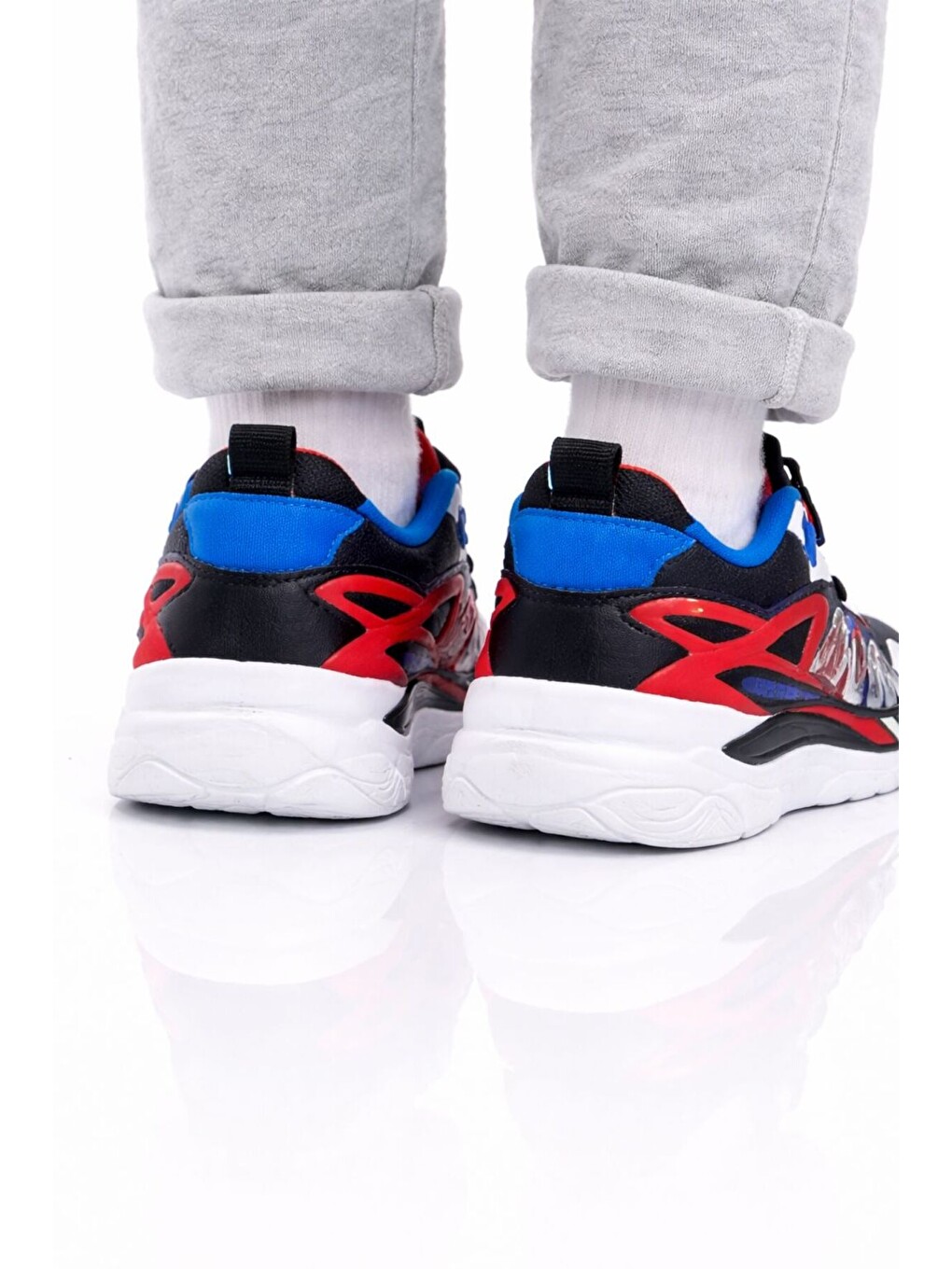 Lacivert Erkek Boa Bağcıklı Mekanik Sıklamı Sistemli Sneaker Hafif Taban Spor Ayakkabı-3