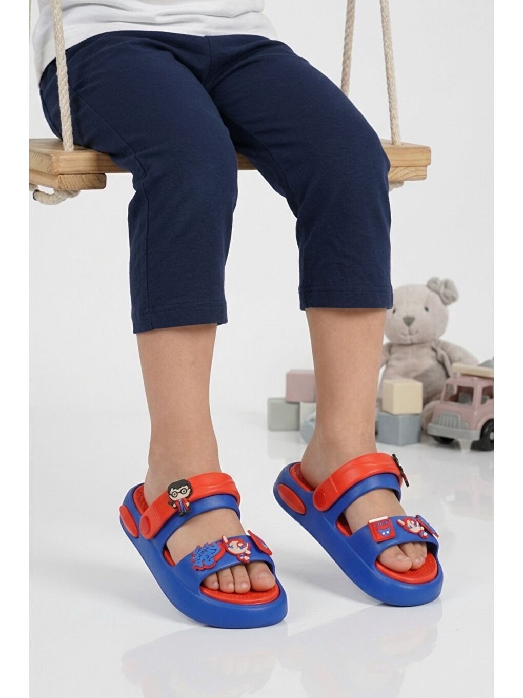 Mavi Saks Hafif Esnek Eva Taban Unisex Çocuk Terlik 4505 F-P-2