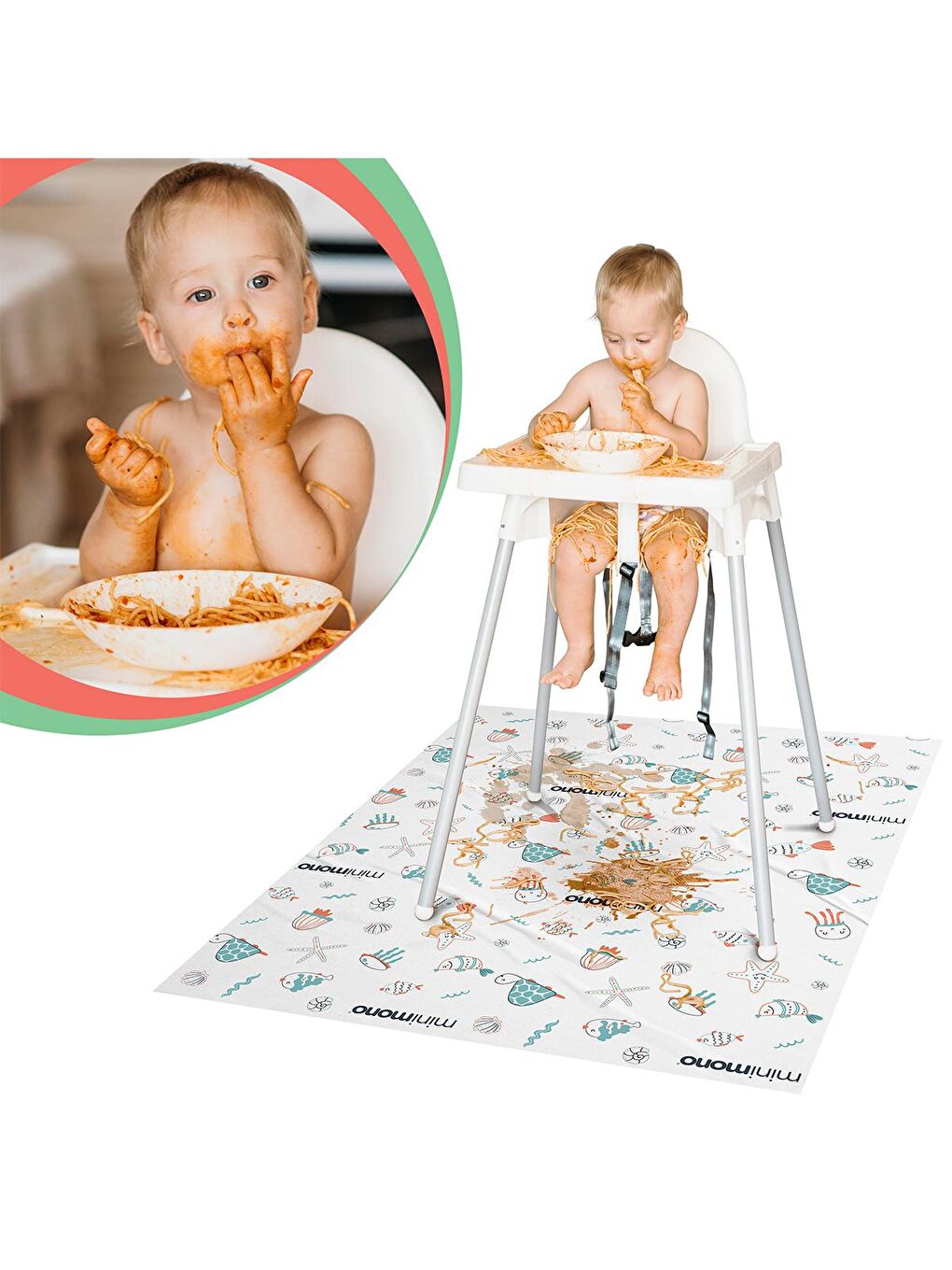 3'lü Desen Mama Sandalyesi Altı Ve Aktivite Örtüsü - Mavi-5