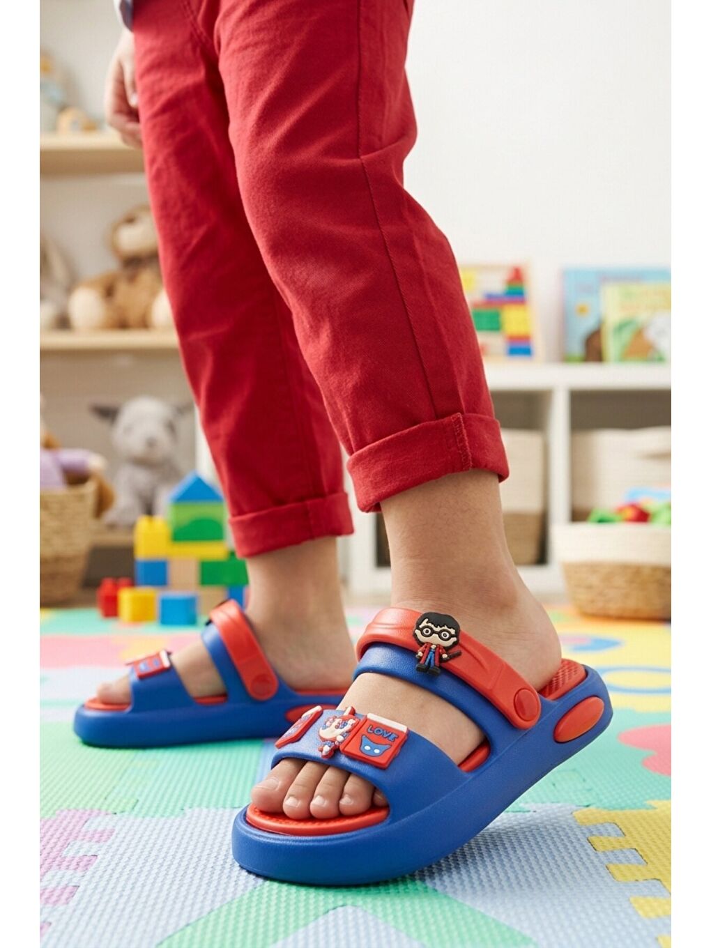 Mavi Saks Hafif Esnek Eva Taban Unisex Çocuk Terlik 4505 F-P-3