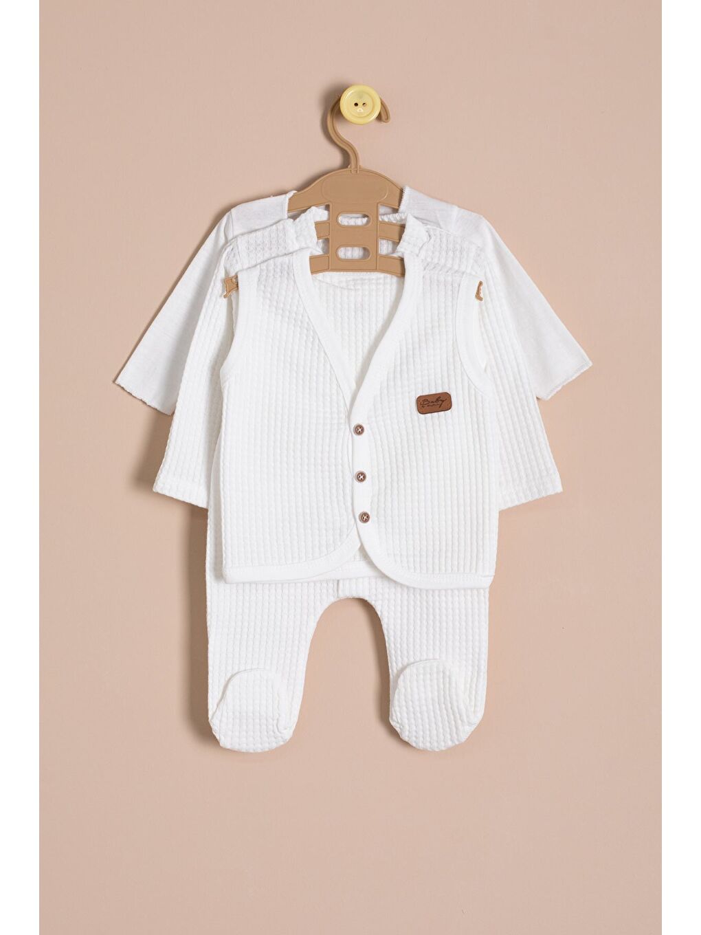 Ekru Petekli 10'lu Bebek Hastane Çıkışı Seti Unisex 23329-1