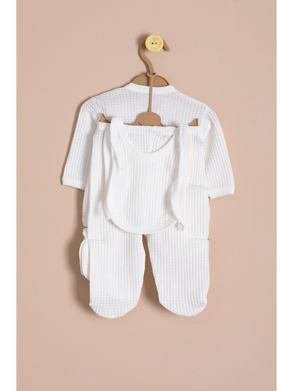 Ekru Petekli 10'lu Bebek Hastane Çıkışı Seti Unisex 23329-3