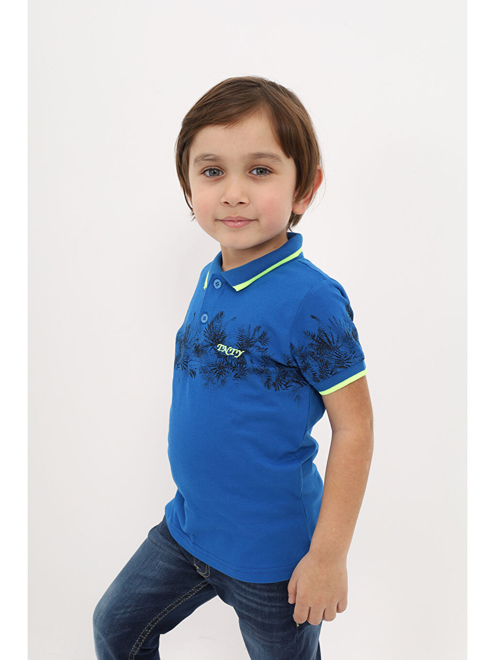 Mavi Erkek Çocuk Baskılı Tişört-1