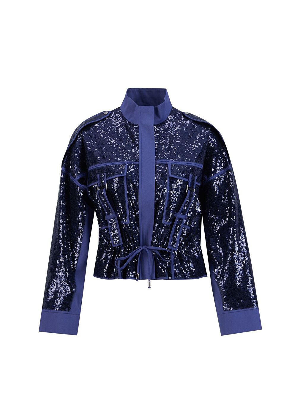 Mavi Kumaş Mixli Payetli Ceket 25Y5916 Puslu Mor-5