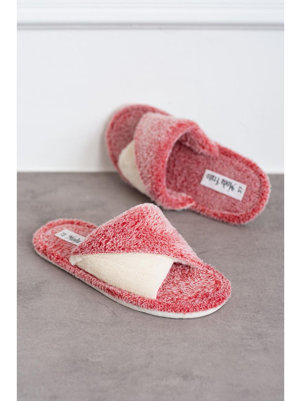 Pembe BELLA Çapraz Kadın Ev Terliği Kışlık Terlik Sessiz Taban-4