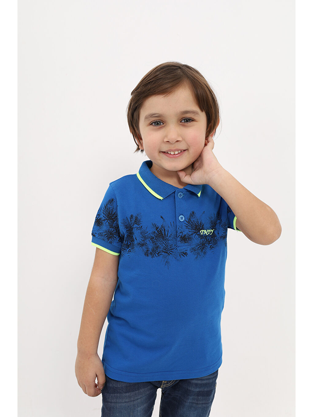 Mavi Erkek Çocuk Baskılı Tişört-4