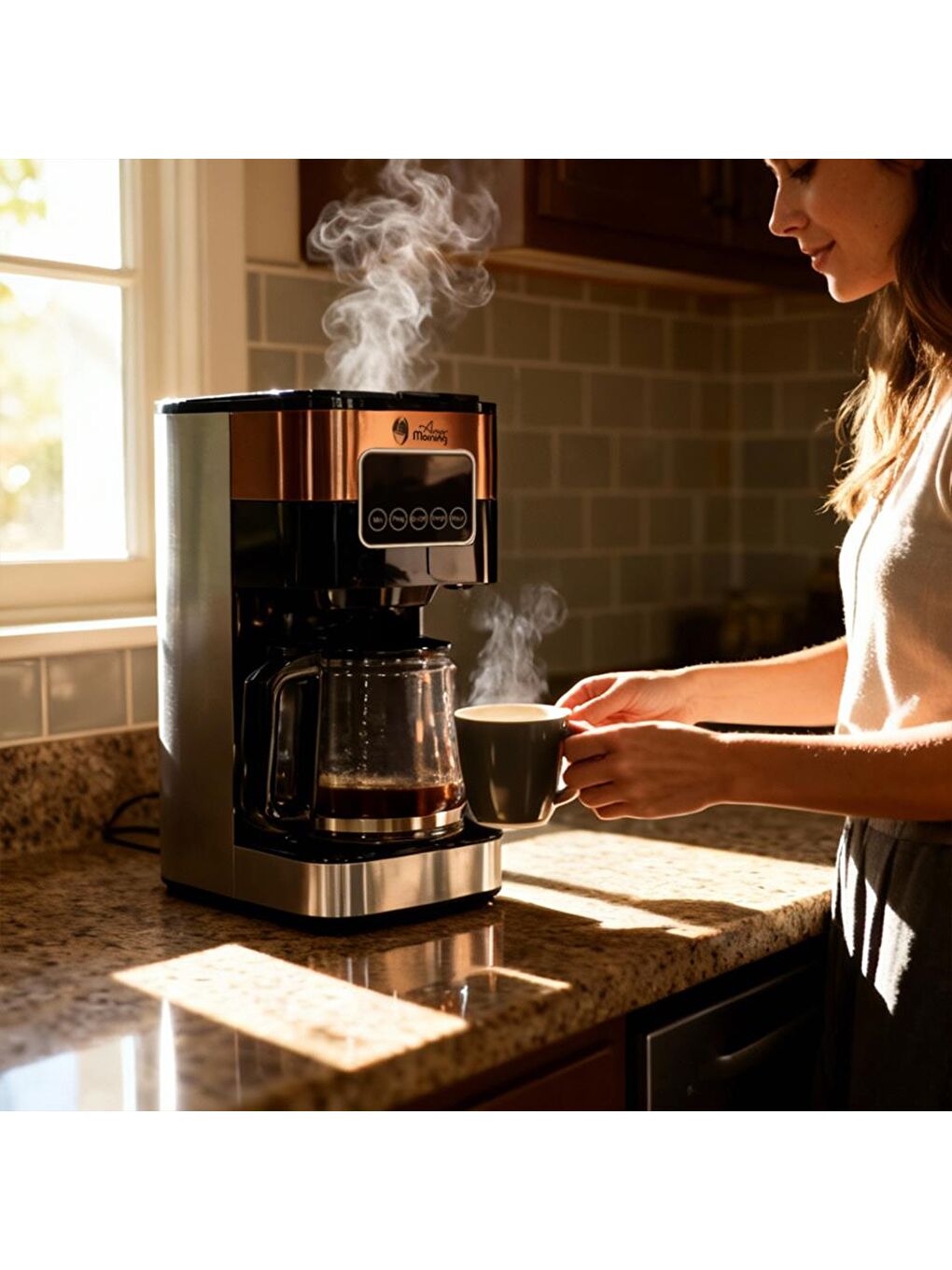 SH21615S Dokunmatik Ekranlı Zaman ve Aroma Ayarlı Filtre Kahve Makinesi Bakır Rengi-3