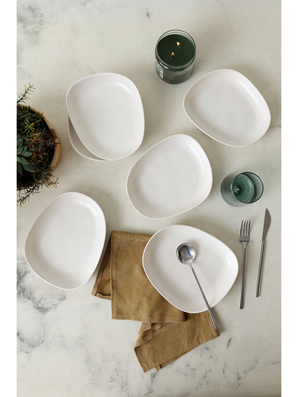 Mat Beyaz Tetra Yemek Tabağı 23 Cm 6 Adet-1