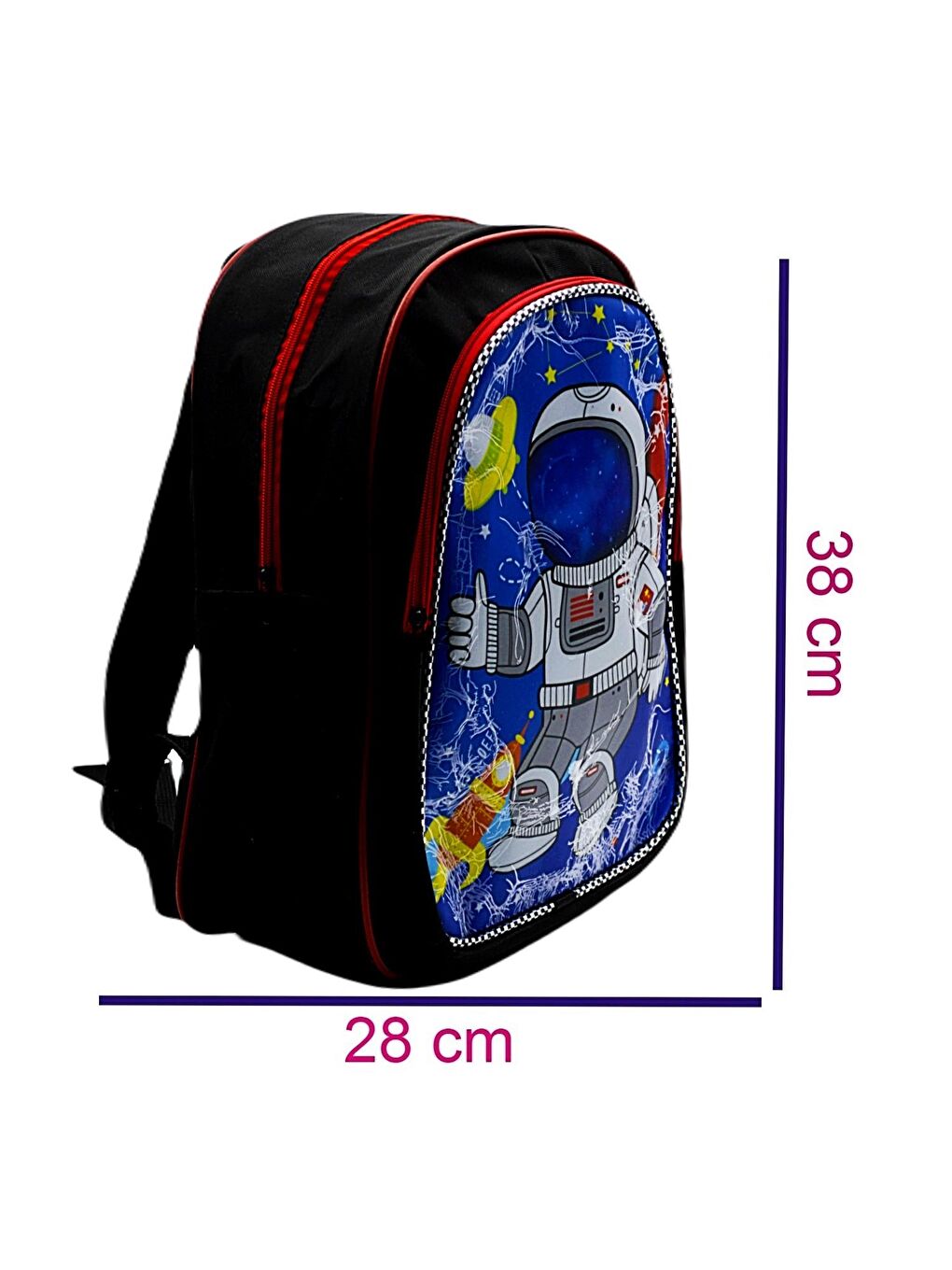 2 Bölmeli Astronot Okul Sırt Çantası Ve Beslenme Çantası Siyah KOD:1309-2