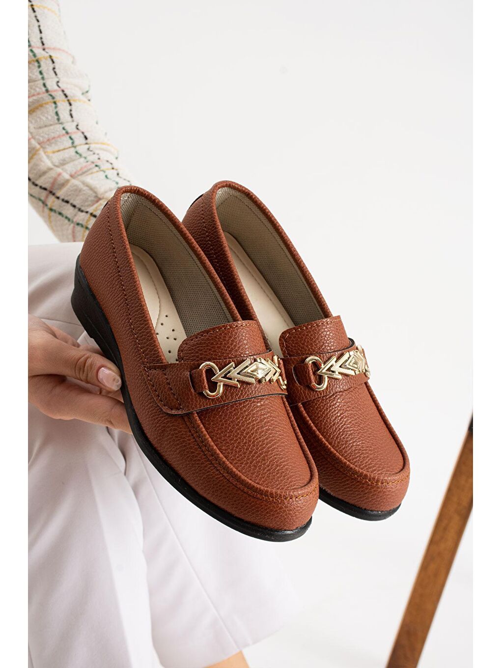 Kahverengi STL-503 Ortopedik Taban Kadın Babet Anne Ayakkabısı-1